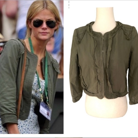 Elizabeth and James cropped green military jacket - Picture 1 of 4
